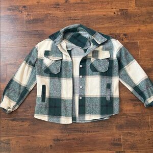 SHEIN Green and Cream Plaid Jacket